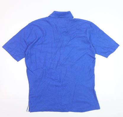 Greenwoods Mens Blue Cotton Short Sleeve Polo Shirt Medium
