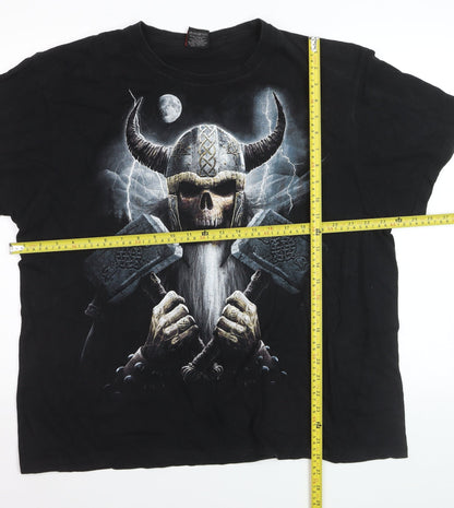 Spiral Men’s Black 2XL Gothic Viking Skull Graphic T-Shirt