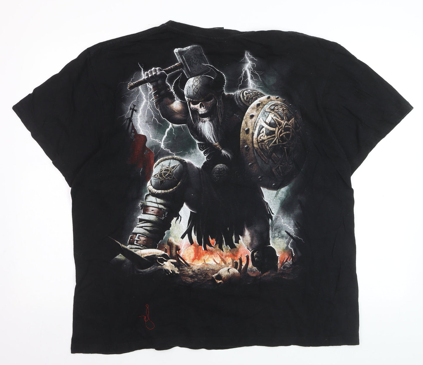 Spiral Men’s Black 2XL Gothic Viking Skull Graphic T-Shirt