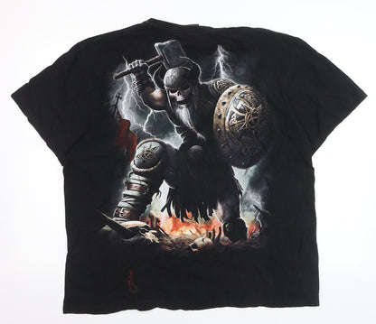 Spiral Men’s Black 2XL Gothic Viking Skull Graphic T-Shirt