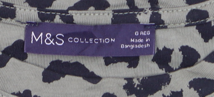 Marks and Spencer Women Green Leopard Print Cotton T-Shirt Dress Size 6