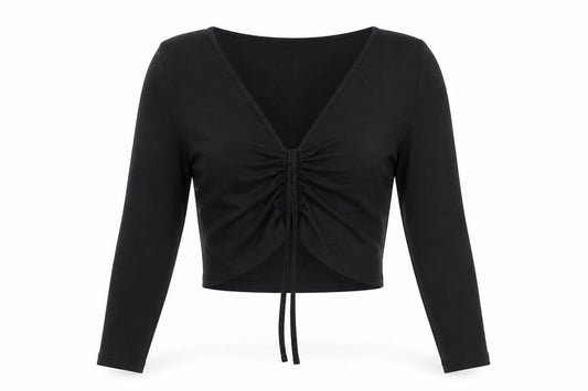 ASOS Design Women’s Black Cropped V-Neck Long Sleeve Top Size 10