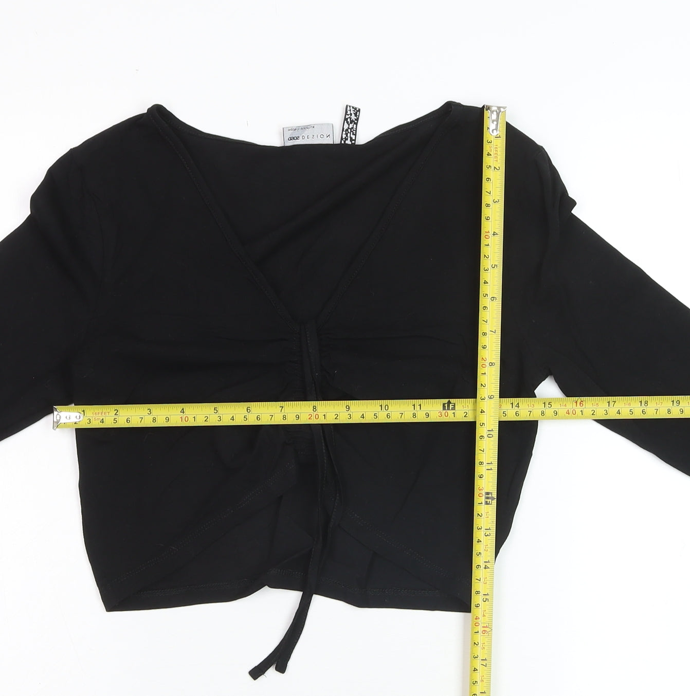 ASOS Design Women’s Black Cropped V-Neck Long Sleeve Top Size 10