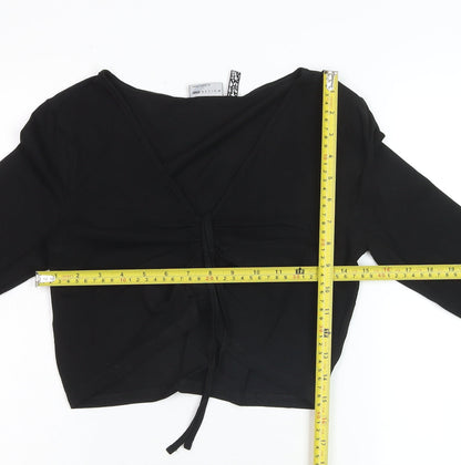 ASOS Design Women’s Black Cropped V-Neck Long Sleeve Top Size 10