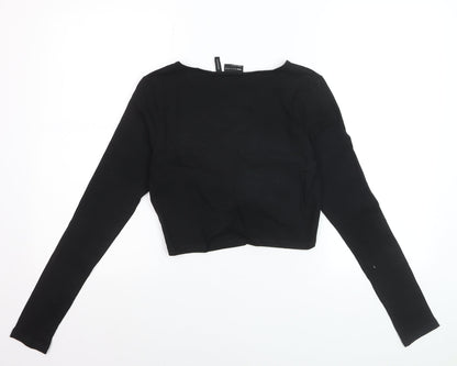 ASOS Design Women’s Black Cropped V-Neck Long Sleeve Top Size 10