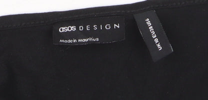 ASOS Design Women’s Black Cropped V-Neck Long Sleeve Top Size 10