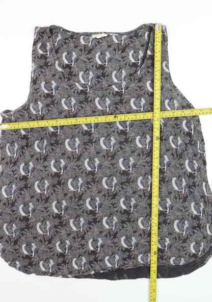 Fat Face Women's Grey Parrot Print Sleeveless Camisole Top UK 18