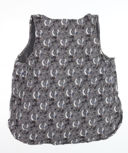Fat Face Women's Grey Parrot Print Sleeveless Camisole Top UK 18