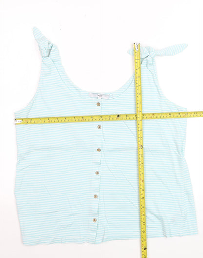 Next Women Blue Striped Tank Top Size 16 Cotton Blend Button Front