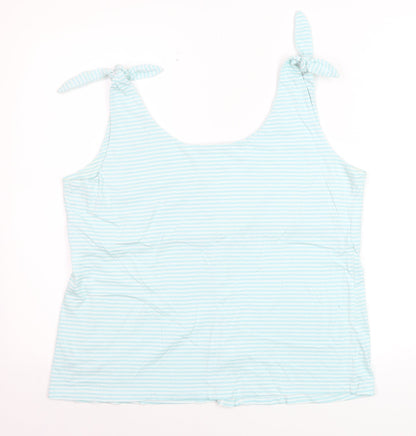 Next Women Blue Striped Tank Top Size 16 Cotton Blend Button Front