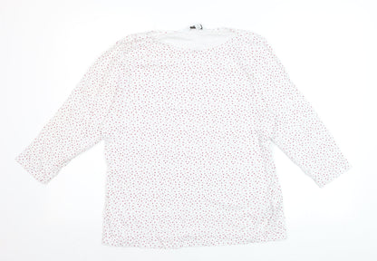 Marks and Spencer Womens White Red Polka Dot Cotton 3/4 Sleeve T-Shirt Size 18
