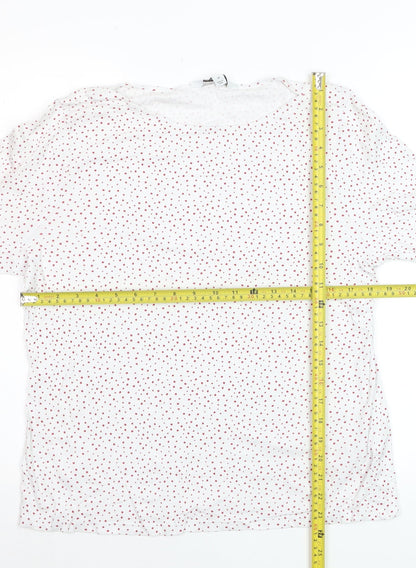 Marks and Spencer Womens White Red Polka Dot Cotton 3/4 Sleeve T-Shirt Size 18