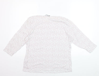Marks and Spencer Womens White Red Polka Dot Cotton 3/4 Sleeve T-Shirt Size 18