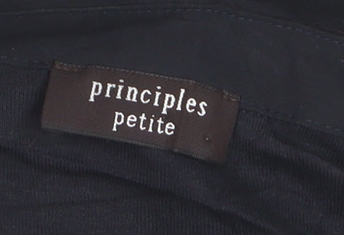 Principles Petite Women's Black Polo Shirt Size 10 Short Sleeve Cotton