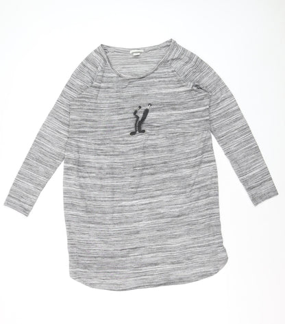 H&M MAMA Women's Grey Striped Long Sleeve Maternity Top Size 12