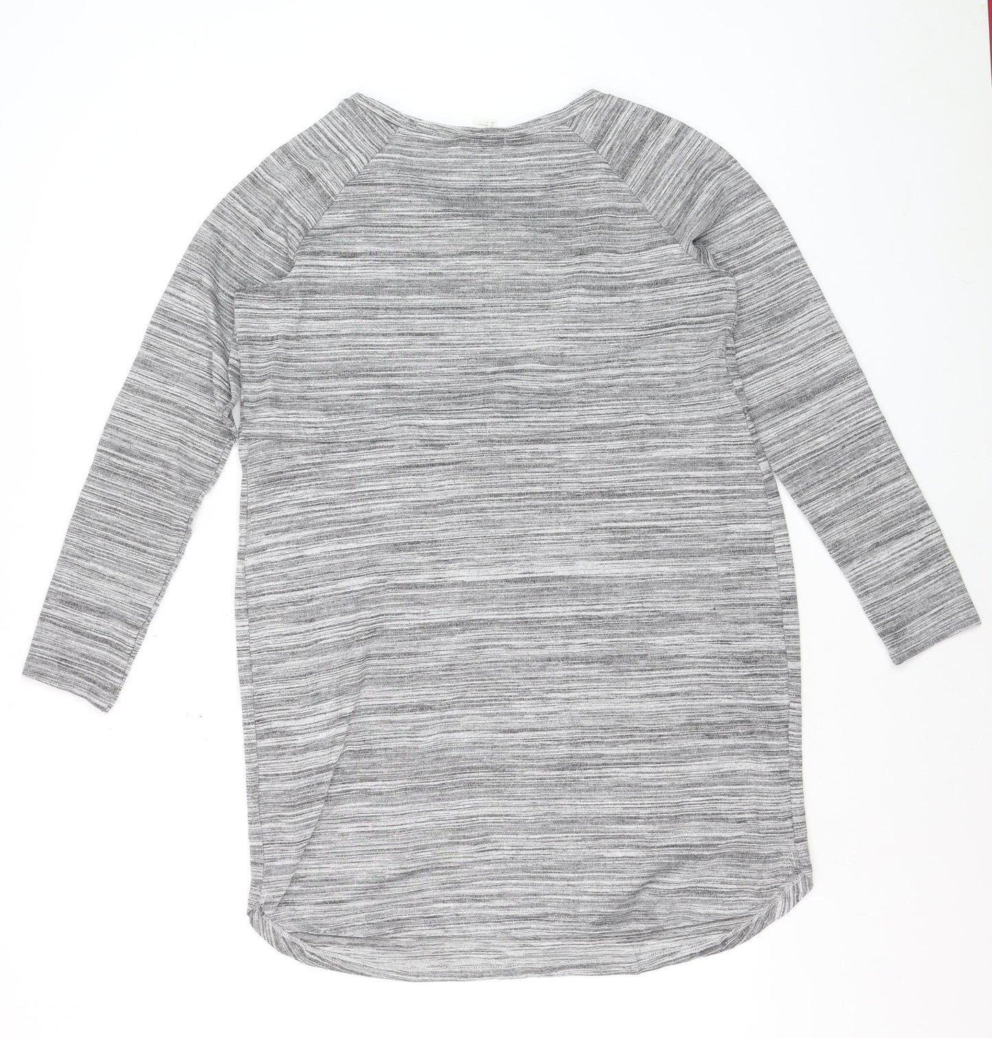 H&M MAMA Women's Grey Striped Long Sleeve Maternity Top Size 12