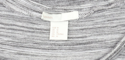 H&M MAMA Women's Grey Striped Long Sleeve Maternity Top Size 12