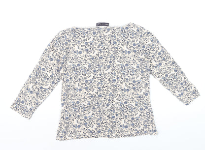 Marks and Spencer Womens Beige Floral 3/4 Sleeve T-Shirt Size 12