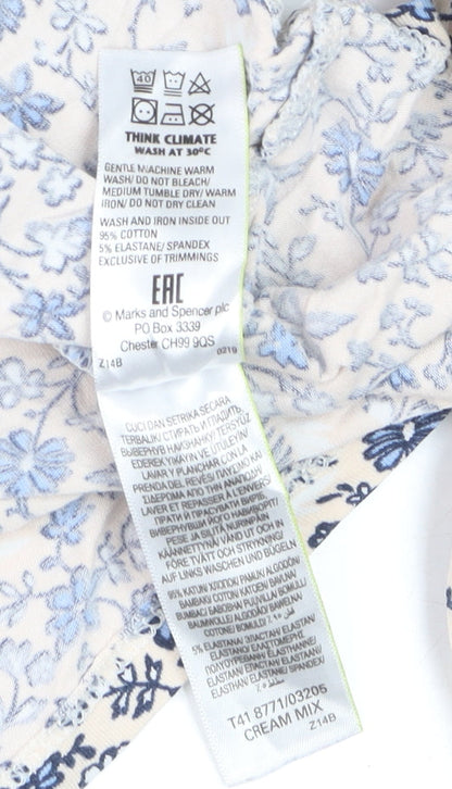 Marks and Spencer Womens Beige Floral 3/4 Sleeve T-Shirt Size 12