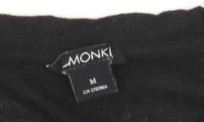 Monki Women Black Basic Cotton Short Sleeve T-Shirt L