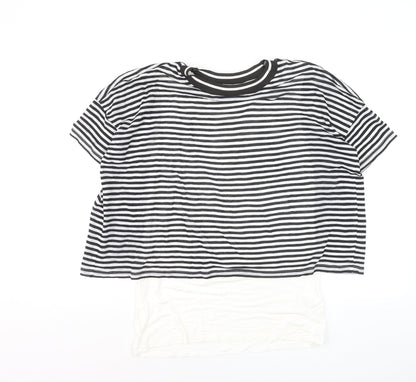 Pure Collection Women’s Black Striped Ringer T-Shirt Size 12