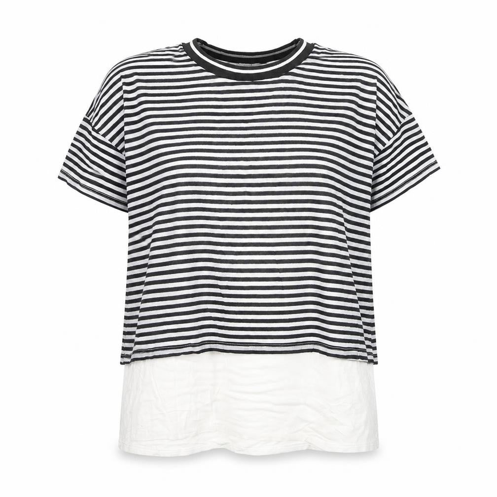 Pure Collection Women’s Black Striped Ringer T-Shirt Size 12