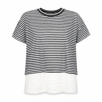 Pure Collection Women’s Black Striped Ringer T-Shirt Size 12