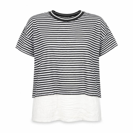 Pure Collection Women’s Black Striped Ringer T-Shirt Size 12