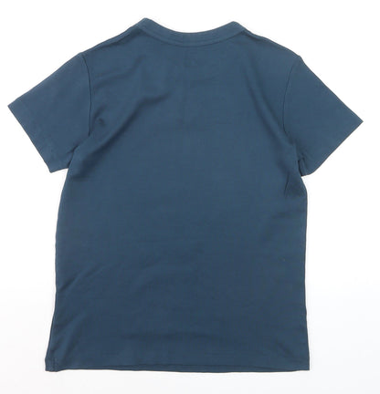 Uniqlo Women Blue Cotton Crew Neck Short Sleeve Basic T-Shirt M