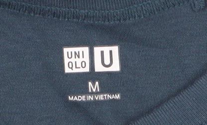 Uniqlo Women Blue Cotton Crew Neck Short Sleeve Basic T-Shirt M