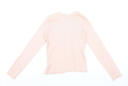 Hobbs Womens Pink Size 12 Cotton Blend Long Sleeve Cardigan