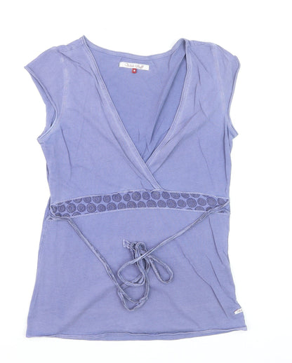 White Stuff Women’s Purple Cotton Wrap Blouse Top Size 8