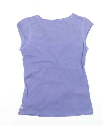 White Stuff Women’s Purple Cotton Wrap Blouse Top Size 8
