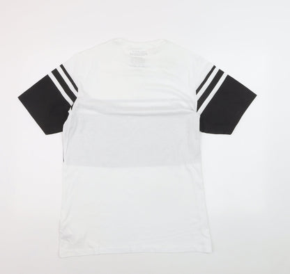 Pull&Bear Men's Black White Striped T-Shirt XS Cotton Crew Neck