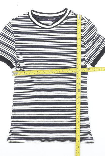 Marks and Spencer Limited Edition Women's Black White Striped Ringer T-Shirt Size 8