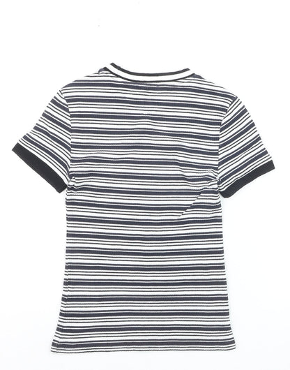 Marks and Spencer Limited Edition Women's Black White Striped Ringer T-Shirt Size 8