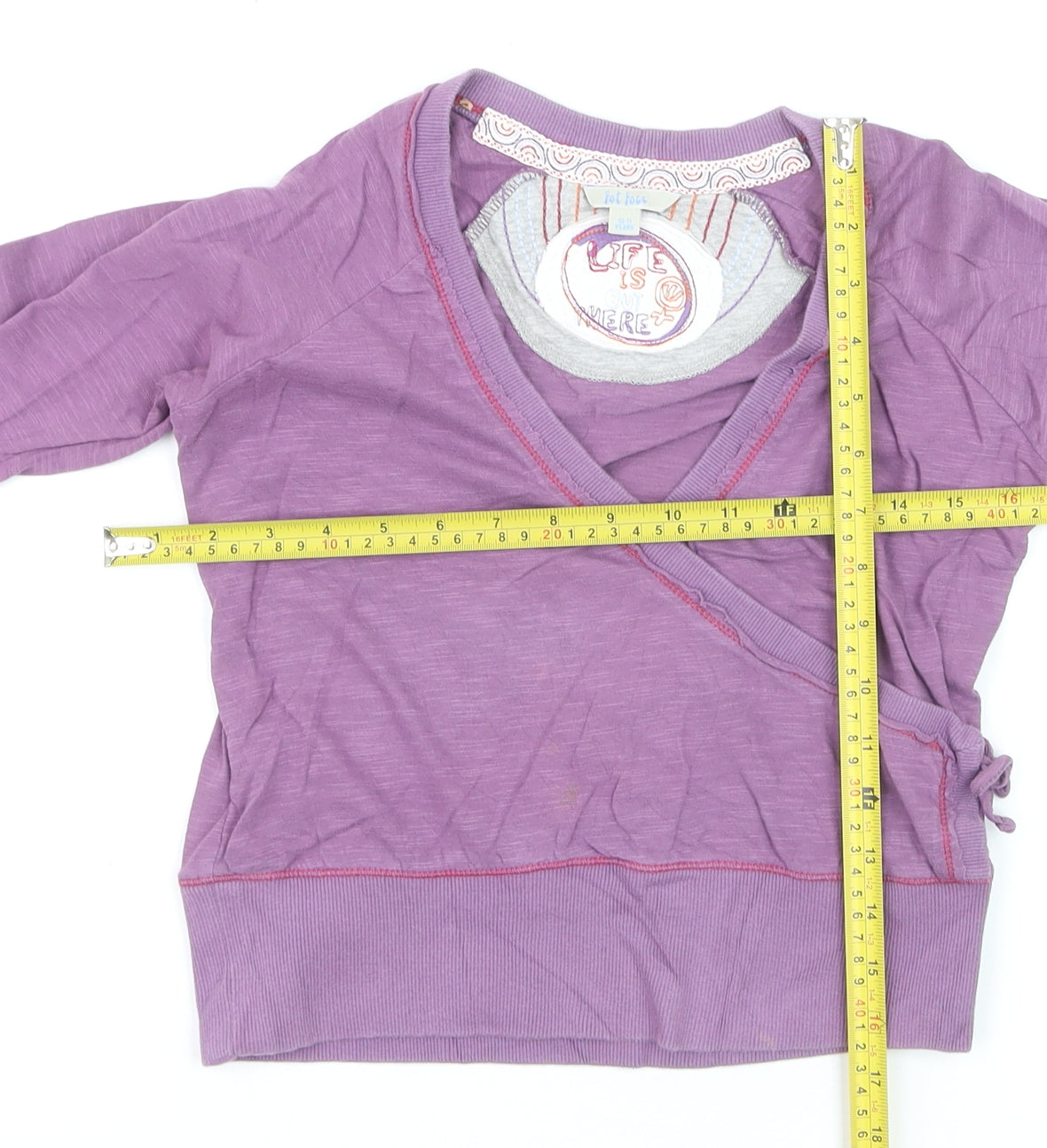 Fat Face Girls Purple Wrap Cotton Jumper 10-11 Years Long Sleeve Casual