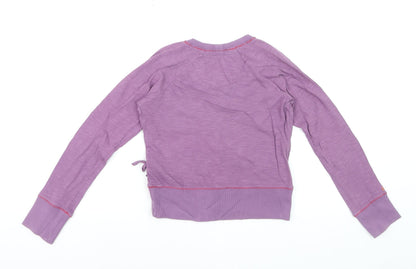 Fat Face Girls Purple Wrap Cotton Jumper 10-11 Years Long Sleeve Casual