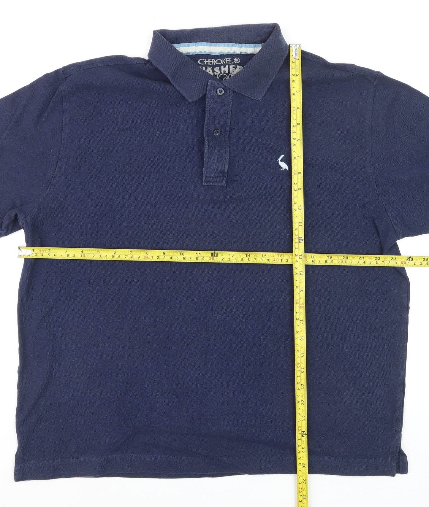 Cherokee Men’s Blue Cotton Polo Shirt XL Beach Logo