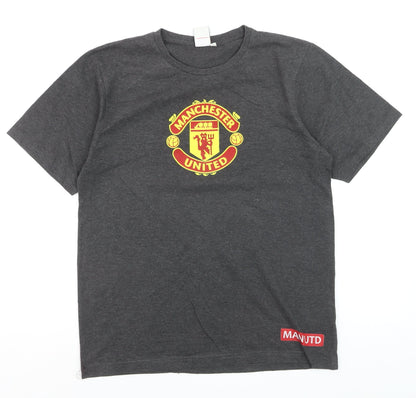 Manchester United Men's Grey Short Sleeve Cotton T-Shirt S