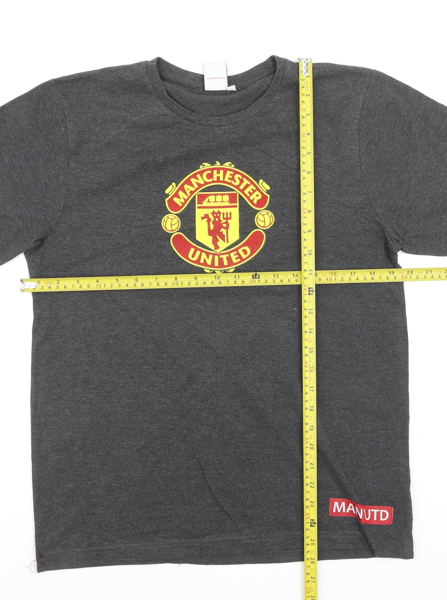 Manchester United Men's Grey Short Sleeve Cotton T-Shirt S