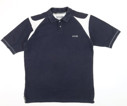 PING Collection Men's Blue Colourblock Golf Polo Shirt L