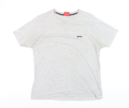 Slazenger Men's Grey Cotton Crew Neck Short Sleeve T-Shirt Size L
