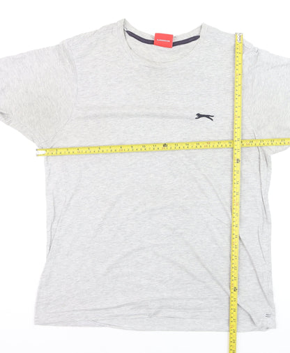 Slazenger Men's Grey Cotton Crew Neck Short Sleeve T-Shirt Size L