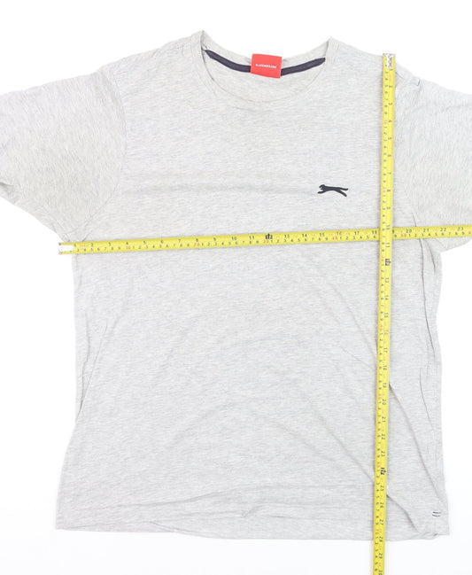 Slazenger Men's Grey Cotton Crew Neck Short Sleeve T-Shirt Size L