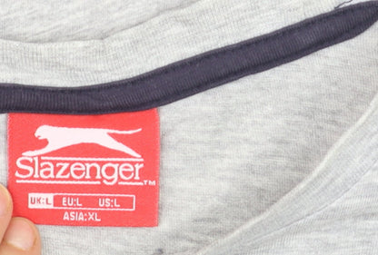 Slazenger Men's Grey Cotton Crew Neck Short Sleeve T-Shirt Size L