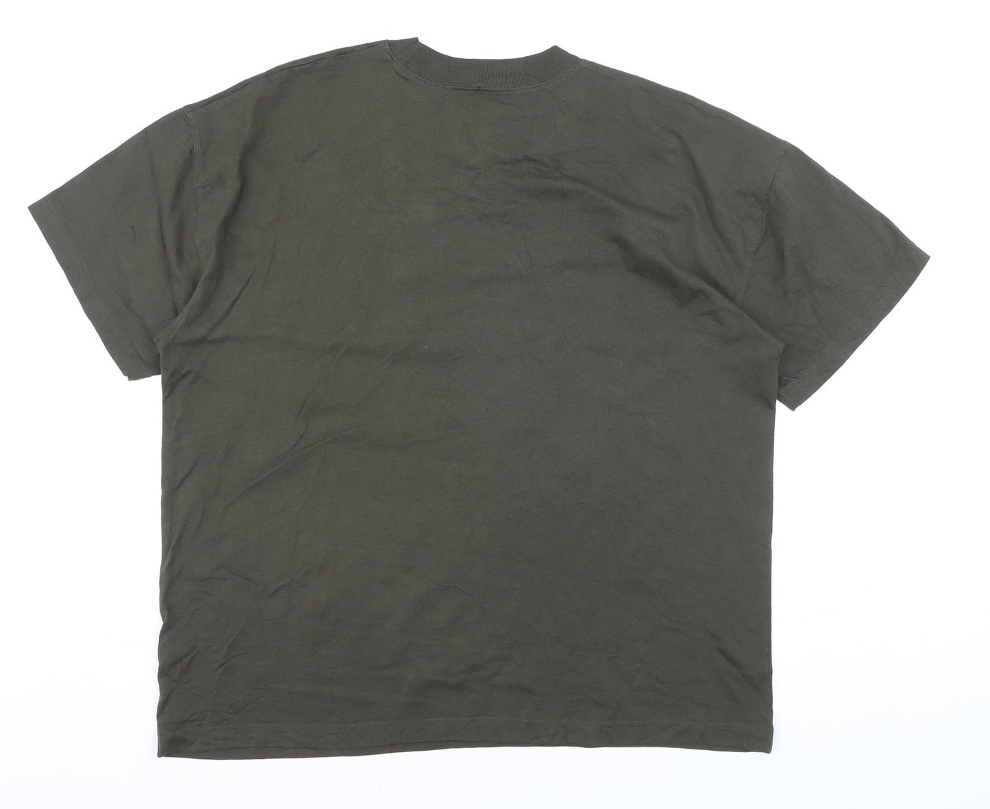 AllSaints Men's Green Crew Neck Cotton T-Shirt Medium Classic Fit