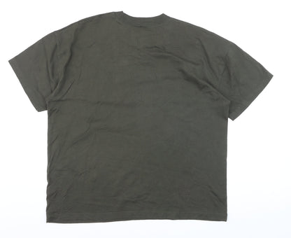 AllSaints Men's Green Crew Neck Cotton T-Shirt Medium Classic Fit