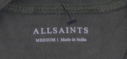 AllSaints Men's Green Crew Neck Cotton T-Shirt Medium Classic Fit