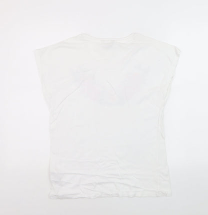 Pebble Bay Women's White Floral Cotton T-Shirt Size 10